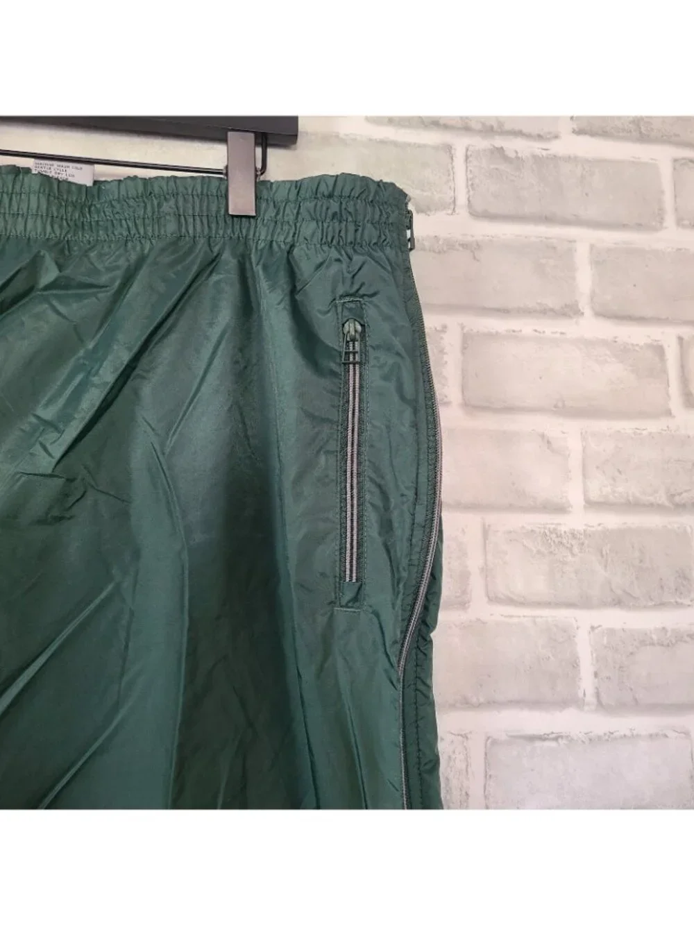 Vintage Franklin Nylon Sports Pants Zip Off Sides Mens XL Green Athletic